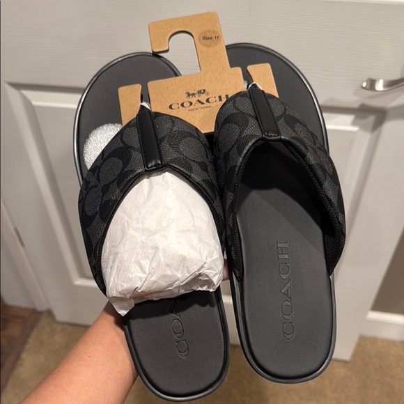 Coach Black Slide Sandals size 11 men’s NWT - Picture 1 of 1